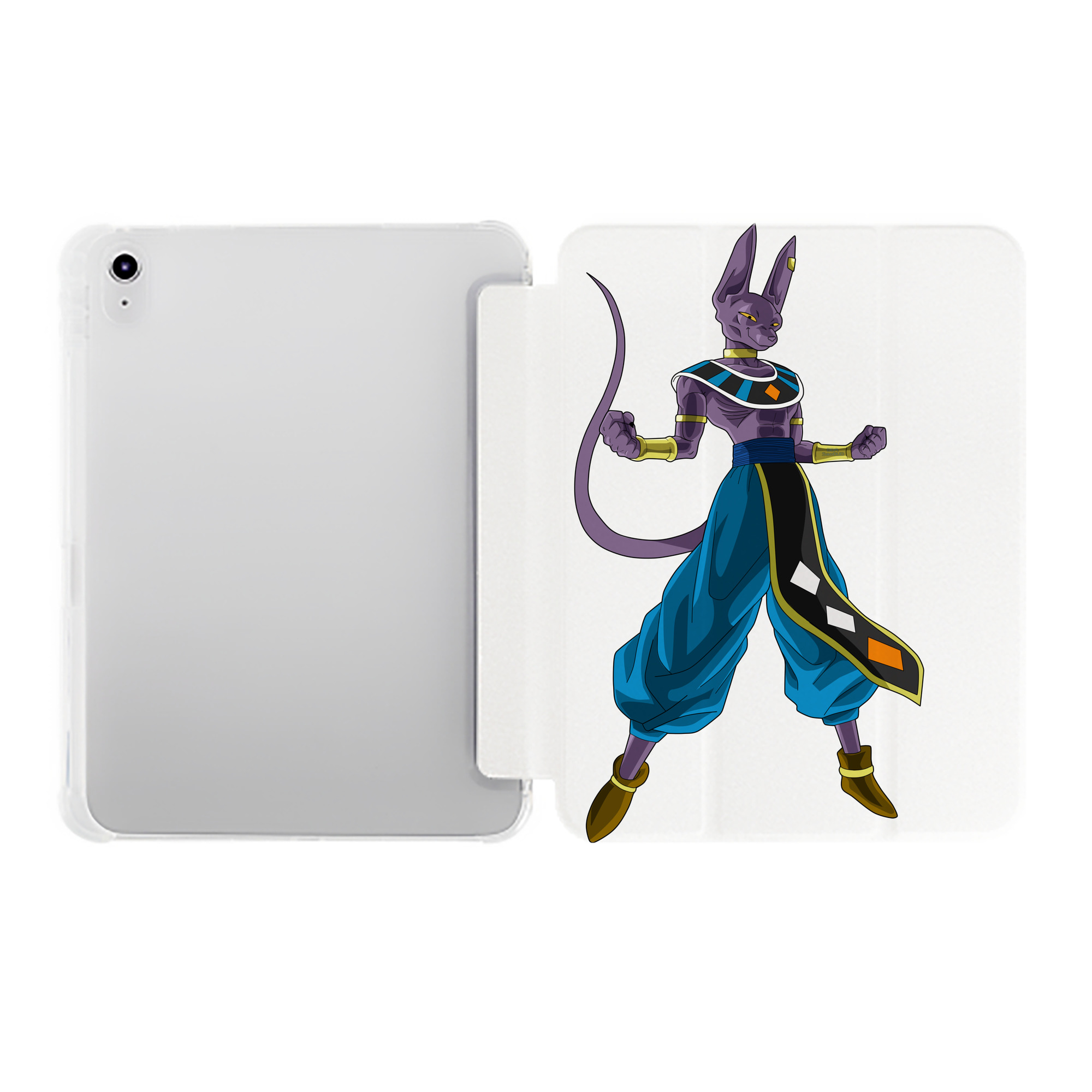（画像用） ドラゴンボール ビルス 破壊神ビルス DRAGON BALL Beerus Birusu IPad ケース ペン収納付き 三つ折りスタンド PUレザー×シリコン 対応機種9.5/10.5/10.9インチ